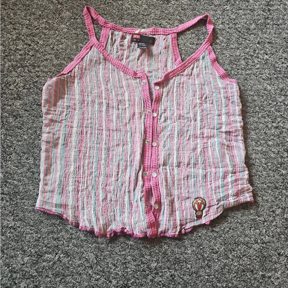 Diesel Pink and White Striped Kids Camisole